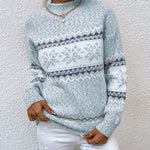 Half Turtleneck Snowflake Pullover Sweater