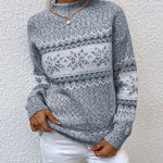 Half Turtleneck Snowflake Pullover Sweater