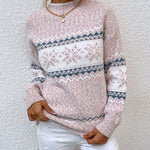Half Turtleneck Snowflake Pullover Sweater