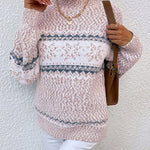 Half Turtleneck Snowflake Pullover Sweater