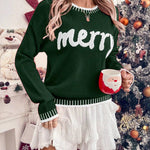 Nadorine Contrast Edge Drop Shoulder Christmas Sweater