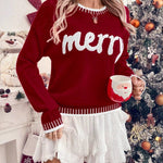 Nadorine Contrast Edge Drop Shoulder Christmas Sweater