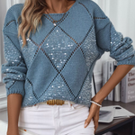 Fashion Knit Hollow Out Sequins Sweater
