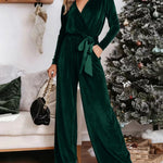 Elegant Long Sleeve Velvet Jumpsuit