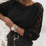 Nadorine Elegant Lace Trim Fuzzy Knit Sweater for Women Casual Work Office Loose Fit 2026 | Under $25