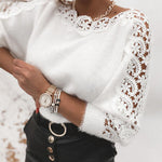 Nadorine Elegant Lace Trim Fuzzy Knit Sweater for Women Casual Work Office Loose Fit 2026 | Under $25