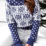 Stylish Snowflake Pullover Jacquard Sweater