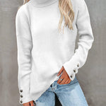 Nadorine Casual Button Accent Turtlenck Sweater