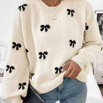 Nadorine Cute Bow Tie Knitted Pullover Sweater