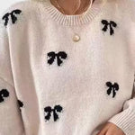 Nadorine Cute Bow Tie Knitted Pullover Sweater