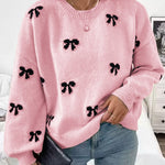 Nadorine Cute Bow Tie Knitted Pullover Sweater