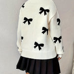 Soft Bow Tie Jacquard Knit Top