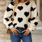 Nadorine Cute Fleece Heart-Shaped Sweatshirt