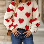 Nadorine Cute Fleece Heart-Shaped Sweatshirt