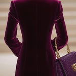 Nadorine Business Casual Contrast Color Line Trim Velvet Blazer Jacket