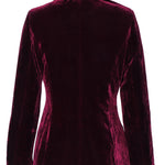 Nadorine Business Casual Contrast Color Line Trim Velvet Blazer Jacket