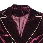 Nadorine Business Casual Contrast Color Line Trim Velvet Blazer Jacket