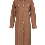 Nadorine Women's Casual Corduroy Long Sleeves Shirt Dress