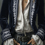 Nadorine Court-Style Floral Embroidery Velvet Jacket Blazer