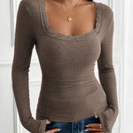 Nadorine Slim Lace Patchwork U-Neck Undershirt for Women Elegant Date Night Party 2026