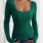 Nadorine Slim Lace Patchwork U-Neck Undershirt for Women Elegant Date Night Party 2026