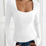 Nadorine Slim Lace Patchwork U-Neck Undershirt for Women Elegant Date Night Party 2026