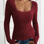 Nadorine Slim Lace Patchwork U-Neck Undershirt for Women Elegant Date Night Party 2026