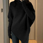 Loose Chic Asymmetrical Hem Turtleneck Sweater