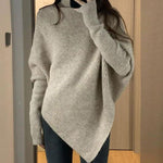 Loose Chic Asymmetrical Hem Turtleneck Sweater
