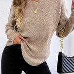 Textured Knit Relaxed Fit Round Neck Sweater