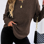 Textured Knit Relaxed Fit Round Neck Sweater