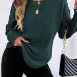 Textured Knit Relaxed Fit Round Neck Sweater