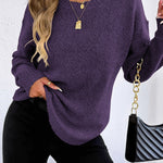 Textured Knit Relaxed Fit Round Neck Sweater