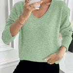 Nadorine Casual Drop Shoulder V-neck Sweater