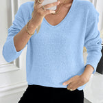 Nadorine Casual Drop Shoulder V-neck Sweater