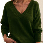 Nadorine Elegant Casual V-neck Knit Sweater for Women Casual Work Office Loose Fit 2026 | Under $25