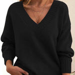 Nadorine Elegant Casual V-neck Knit Sweater for Women Casual Work Office Loose Fit 2026 | Under $25