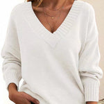 Nadorine Elegant Casual V-neck Knit Sweater for Women Casual Work Office Loose Fit 2026 | Under $25
