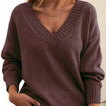 Nadorine Elegant Casual V-neck Knit Sweater for Women Casual Work Office Loose Fit 2026 | Under $25