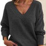 Nadorine Elegant Casual V-neck Knit Sweater for Women Casual Work Office Loose Fit 2026 | Under $25