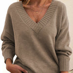 Nadorine Elegant Casual V-neck Knit Sweater for Women Casual Work Office Loose Fit 2026 | Under $25