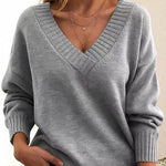 Nadorine Elegant Casual V-neck Knit Sweater for Women Casual Work Office Loose Fit 2026 | Under $25