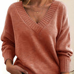Nadorine Elegant Casual V-neck Knit Sweater for Women Casual Work Office Loose Fit 2026 | Under $25
