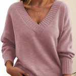 Nadorine Elegant Casual V-neck Knit Sweater for Women Casual Work Office Loose Fit 2026 | Under $25