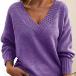 Nadorine Elegant Casual V-neck Knit Sweater for Women Casual Work Office Loose Fit 2026 | Under $25