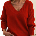 Nadorine Elegant Casual V-neck Knit Sweater for Women Casual Work Office Loose Fit 2026 | Under $25