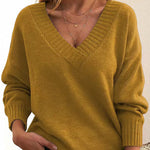 Nadorine Elegant Casual V-neck Knit Sweater for Women Casual Work Office Loose Fit 2026 | Under $25