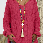 Oversized Cable Knit Hooded Sweater