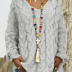Oversized Cable Knit Hooded Sweater
