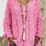 Oversized Cable Knit Hooded Sweater